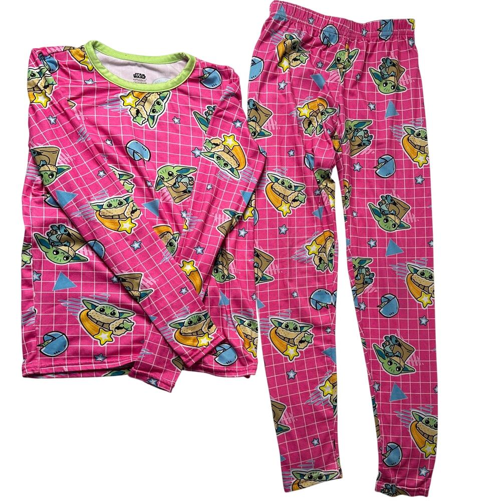 Cuddl Duds Star Wars Grogu Thermal Set Pink Base Layer M Thumb Hole Pajamas